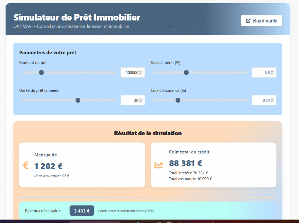 Simulateur gratuit prêt immobilier par Optimavi