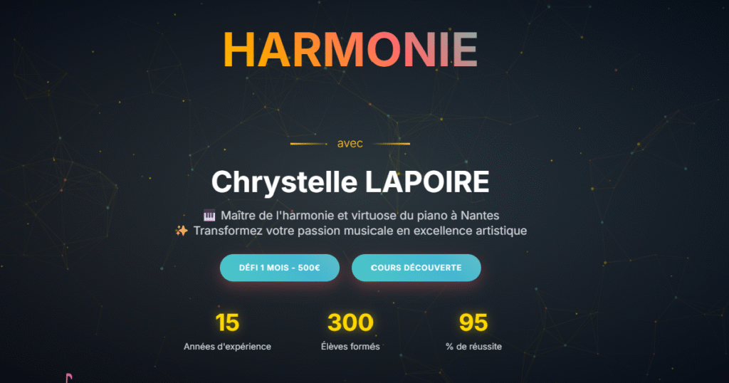 Exemple de Site pour Professeur de Piano – Cours à Domicile ou en Ligne