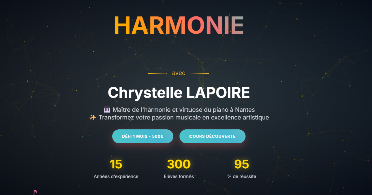Exemple de Site pour Professeur de Piano – Cours à Domicile ou en Ligne