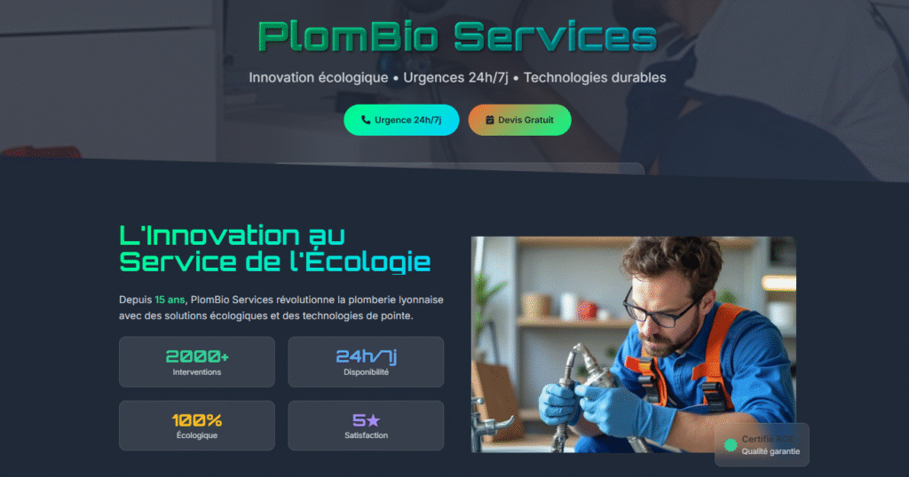 Exemple de Site Web pour Plombier – Dépannage & Installation