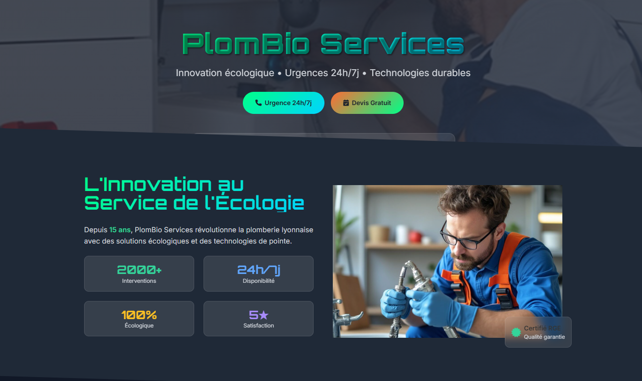 Exemple de Site Web pour Plombier – Dépannage & Installation