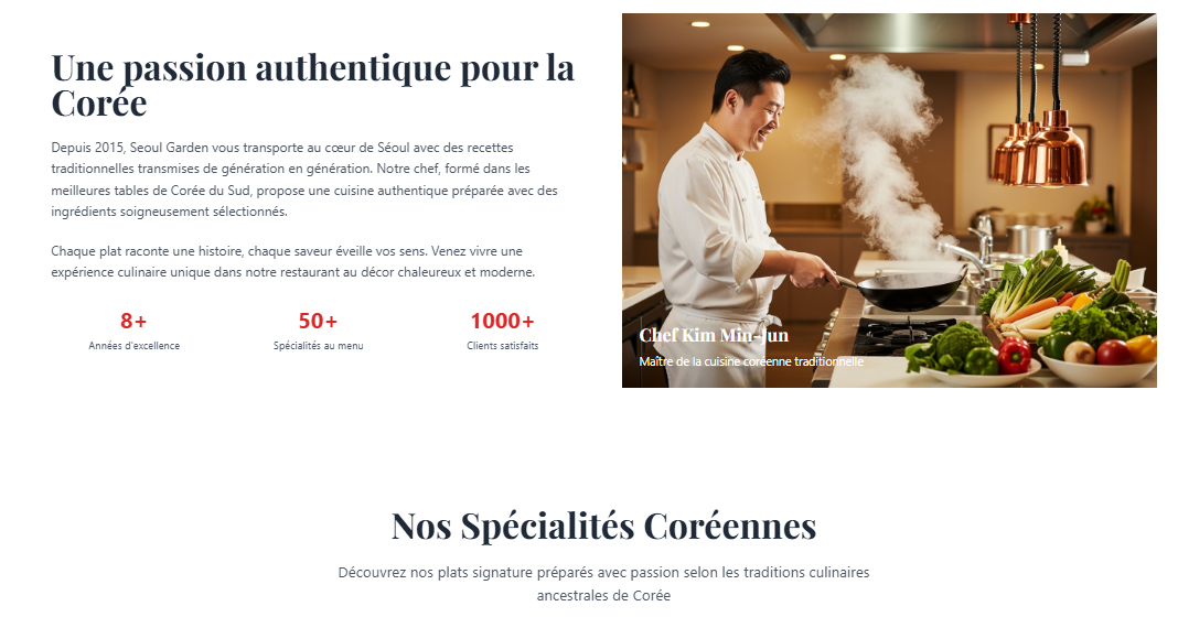 Exemple de Site pour Restaurant coreen – Menu, Réservation & Photos